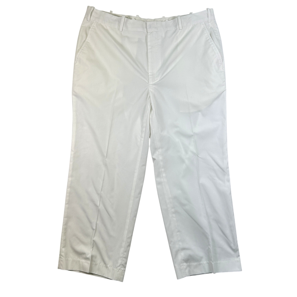 Orvis Pants Mens 40x24 Flat Front White Dress Chino Golf Casual Polyester Blend